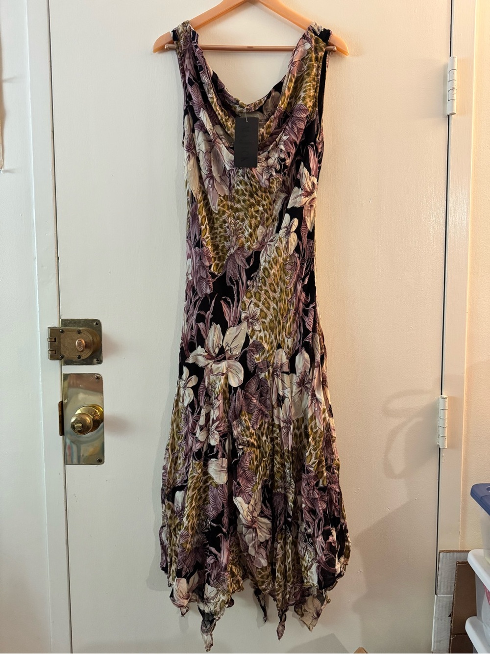 Y2K NWT Majick Floral Animal Print Fairy Sequin Asymmetrical Dress XL